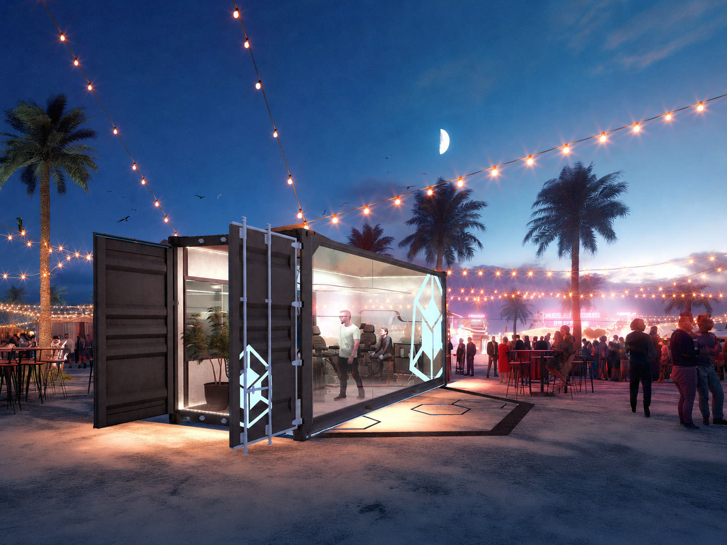 TATTOO BOX en escena de playa al atardecer